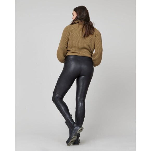 Spanx Faux Leather Moto Leggings Very Black Size XS - Picture 4 of 10